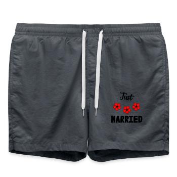 GERADE VERHEIRATET. Junggesellinnenabschied. HEILIGER VALENTIN. PAAR - Badeshorts - Anthrazit - Vorne - AI Model Male 185 light (185cm)