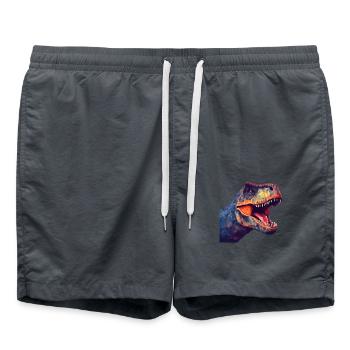 Dinosaurier T-Rex im Polygon-Stil - Badeshorts - Anthrazit - Vorne - AI Model Male 185 light (185cm)