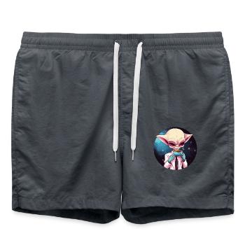 Alien Außerirdischer Kaffee Weltraum Sunset - Badeshorts - Anthrazit - Vorne - AI Model Male 185 light (185cm)