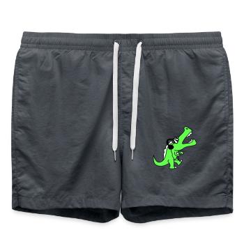 Krokodil DJ Cool Dino Party Club Musik Hören Spaß - Badeshorts - Anthrazit - Vorne - AI Model Male 185 light (185cm)