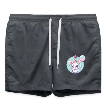 Hase Geburtstag Baby - Badeshorts - Anthrazit - Vorne - AI Model Male 185 light (185cm)
