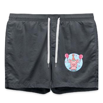 Cochon Anniversaire Bébé Sanglier - Short de bain - charbon - Devant - AI Model Male 185 light (185cm)