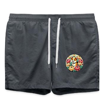 Süßer Corgi - Badeshorts - Anthrazit - Vorne - AI Model Male 185 light (185cm)