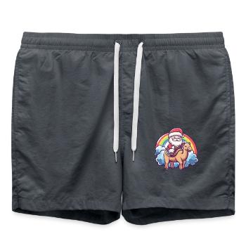 Chameau Père Noël Arc-en-ciel - Short de bain - charbon - Devant - AI Model Male 185 light (185cm)