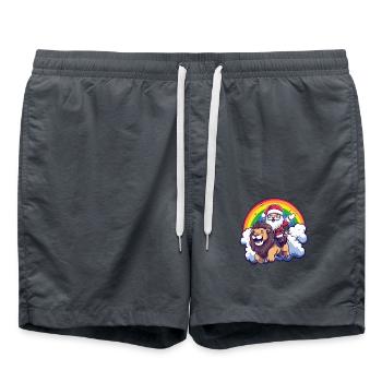 Lion Santa Claus Rainbow - Swim Trunks - anthracite - Front - AI Model Male 185 light (185cm)