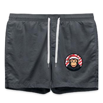 Monkey Christmas X-Mas - Swim Trunks - anthracite - Front - AI Model Male 185 light (185cm)
