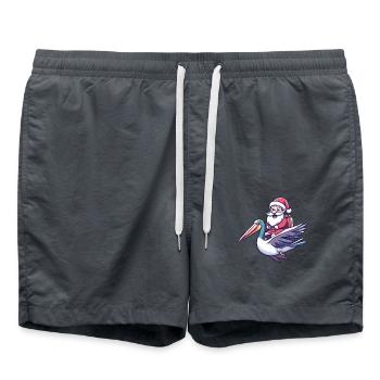 Pelikan Vogel Weihnachtsmann Cartoon - Badeshorts - Anthrazit - Vorne - AI Model Male 185 light (185cm)