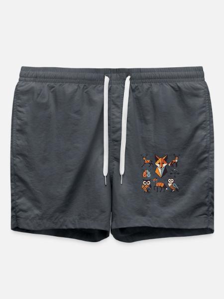 Geometric forest animals - Swim Trunks - anthracite