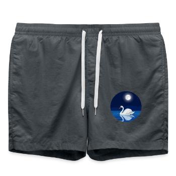 Cygne à la pleine lune - Short de bain - charbon - Devant - AI Model Male 185 light (185cm)