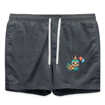 paon oiseau anniversaire bébé - Short de bain - charbon - Devant - AI Model Male 185 light (185cm)
