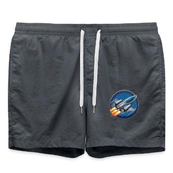 Spaceship silver small - Swim Trunks - anthracite - Front - AI Model Male 185 light (185cm)