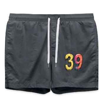 39 Symbole numérique - Short de bain - charbon - Devant - AI Model Male 185 light (185cm)