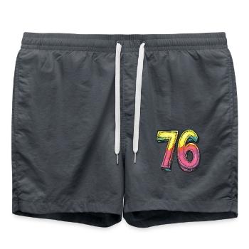 76 Number Symbol - Swim Trunks - anthracite - Front - AI Model Male 185 light (185cm)