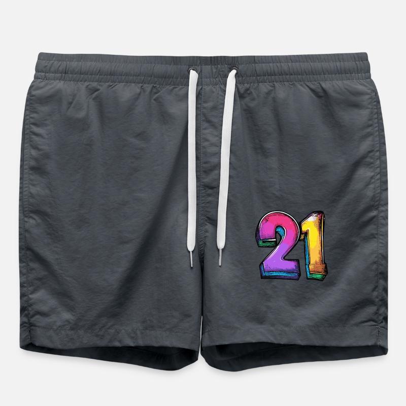 21 Number Colorful - Swim Trunks - anthracite