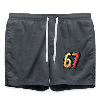 67 Number Colorful - Swim Trunks - anthracite - Front - AI Model Male 185 light (185cm)