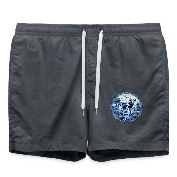 Delft blue cow - Swim Trunks - anthracite - Front - AI Model Male 185 light (185cm)