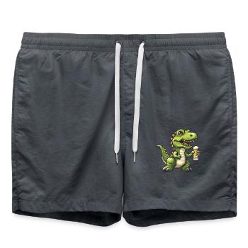 Dinosaur T-Rex Pixel Beer - Swim Trunks - anthracite - Front - AI Model Male 185 light (185cm)