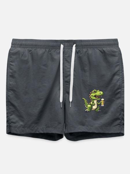 Dinosaur T-Rex Pixel Beer - Swim Trunks - anthracite