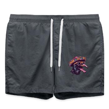 corbeau corbeau bande dessinée drôle sombrero - Short de bain - charbon - Devant - AI Model Male 185 light (185cm)