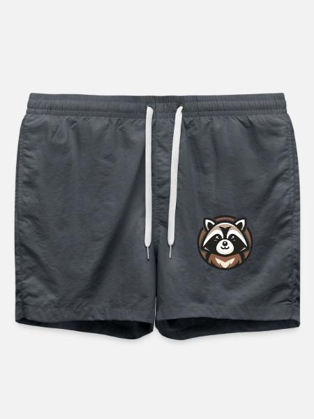 Raccoon cheerful portrait - Swim Trunks - anthracite