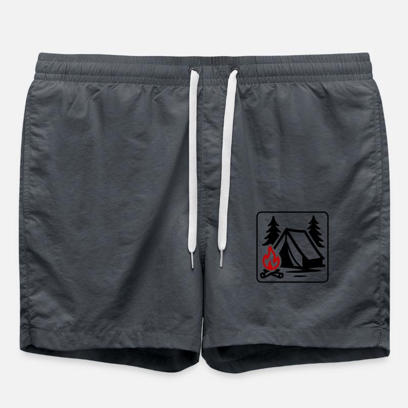 Tent Camping Icon - Swim Trunks - anthracite