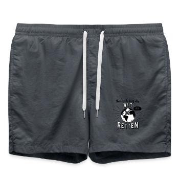 Nur noch kurz die Welt retten - Badeshorts - Anthrazit - Vorne - AI Model Male 185 light (185cm)
