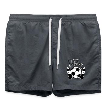 Unser erster Vatertag (Fußball Papa Sohn Baby) - Badeshorts - Anthrazit - Vorne - AI Model Male 185 light (185cm)