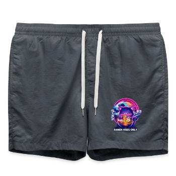 Ramen Katze Neon Cyber Gaming - Badeshorts - Anthrazit - Vorne - AI Model Male 185 light (185cm)