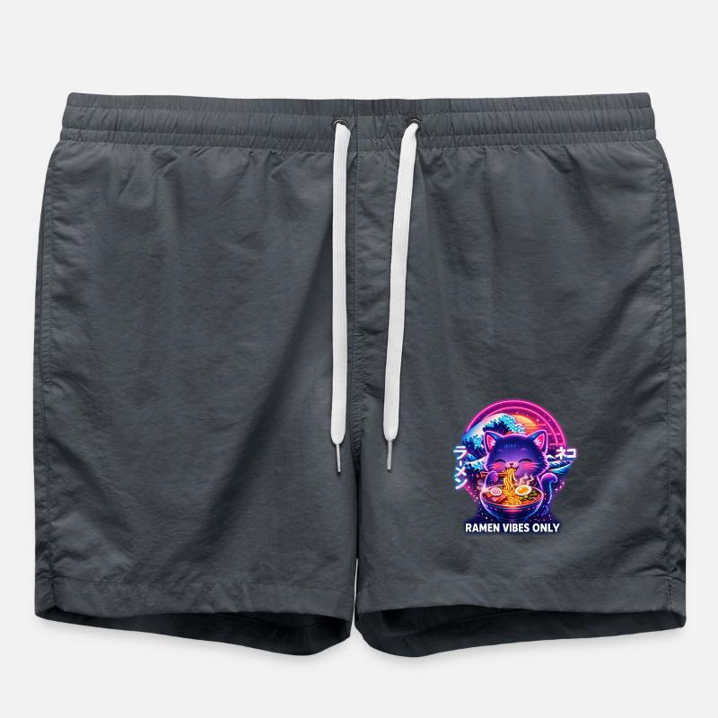 Ramen Katze Neon Cyber Gaming - Badeshorts - Anthrazit