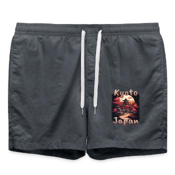 Kyoto Japon : soleil et drapeau à la grunge - Short de bain - charbon - Devant - AI Model Male 185 light (185cm)