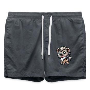 Niedliche Hyäne Comic & Cartoon Design - Badeshorts - Anthrazit - Vorne - AI Model Male 185 light (185cm)