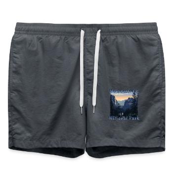 Parc de Yosemite : Grunge et merveilles naturelles - Short de bain - charbon - Devant - AI Model Male 185 light (185cm)