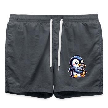 Jazz Penguin Saxophoniste Saxophone de musique - Short de bain - charbon - Devant - AI Model Male 185 light (185cm)
