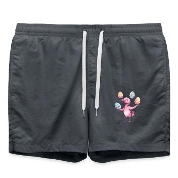 Flamingo Easter Eggs Juggling Festive - Swim Trunks - anthracite - Front - AI Model Male 185 light (185cm)