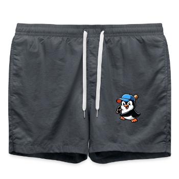 Action de joueur de baseball pingouin - Short de bain - charbon - Devant - AI Model Male 185 light (185cm)