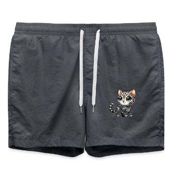 Bengal Cat Robot Cyborg Cartoon - Short de bain - charbon - Devant - AI Model Male 185 light (185cm)