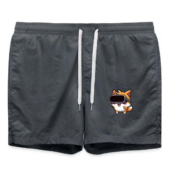 Fuchs Katze Hamster VR Gamer süß Cartoon - Badeshorts - Anthrazit - Vorne - AI Model Male 185 light (185cm)