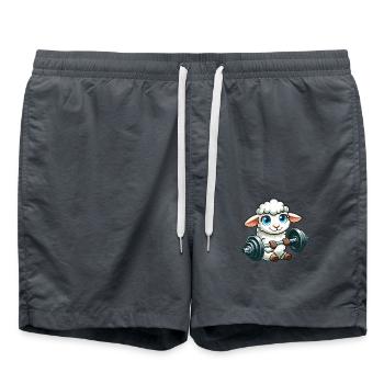 Mouton, agneau, haltère, fitness - Short de bain - charbon - Devant - AI Model Male 185 light (185cm)
