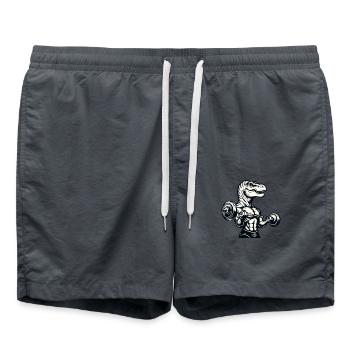 T-Rex Dino Hantel Gewichtheber Fitness Workout - Badeshorts - Anthrazit - Vorne - AI Model Male 185 light (185cm)