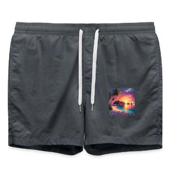 Holiday Maldives Beach Sunset Palm Trees - Swim Trunks - anthracite - Front - AI Model Male 185 light (185cm)