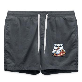 Eule Schneeeule Pizza Pizzaliebhaber lustiges - Badeshorts - Anthrazit - Vorne - AI Model Male 185 light (185cm)