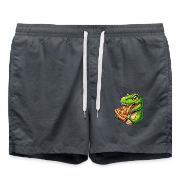 T-Rex Dinosaur with Pizza Cheese Olives Fun - Swim Trunks - anthracite - Front - AI Model Male 185 light (185cm)