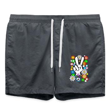 Flower Power & Paix 1 - Short de bain - charbon - Devant - AI Model Male 185 light (185cm)
