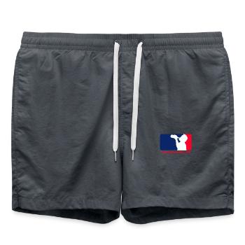 Junggesellenabschied Baseball-Style: MLB Logo - Badeshorts - Anthrazit - Vorne - AI Model Male 185 light (185cm)