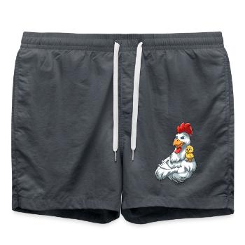 Hahn Vater und Kind Küken für einen Hahn - Badeshorts - Anthrazit - Vorne - AI Model Male 185 light (185cm)