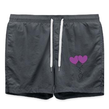 Coeur Violet ballon, ballon, Saint-Valentin - Short de bain - charbon - Devant - AI Model Male 185 light (185cm)