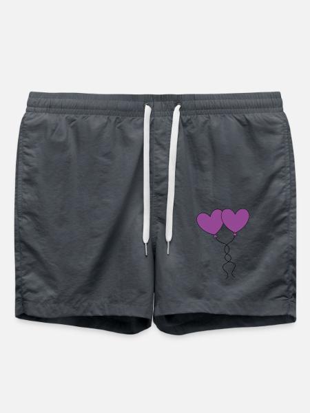 Herz violett Luftballon, Ballon, Valentinstag - Badeshorts - Anthrazit