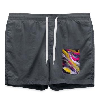 Abstrakte Kunst Farbenmischung bunt - Badeshorts - Anthrazit - Vorne - AI Model Male 185 light (185cm)