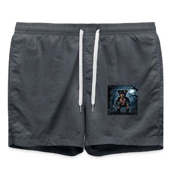 A dark and sinister teddy bear with an evil - Badeshorts - Anthrazit - Vorne - AI Model Male 185 light (185cm)