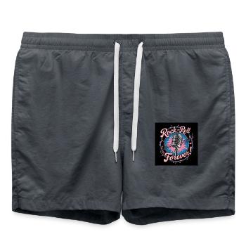 "Rock and Roll Forever" Vintage Musik T-Shirt Desi - Badeshorts - Anthrazit - Vorne - AI Model Male 185 light (185cm)